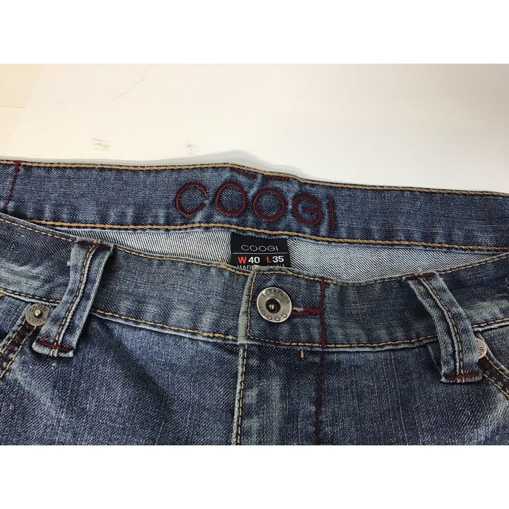 Vintage Y2K Mens Coogi Navy Jeans Embroidered Pockets Logo Size 40x35”